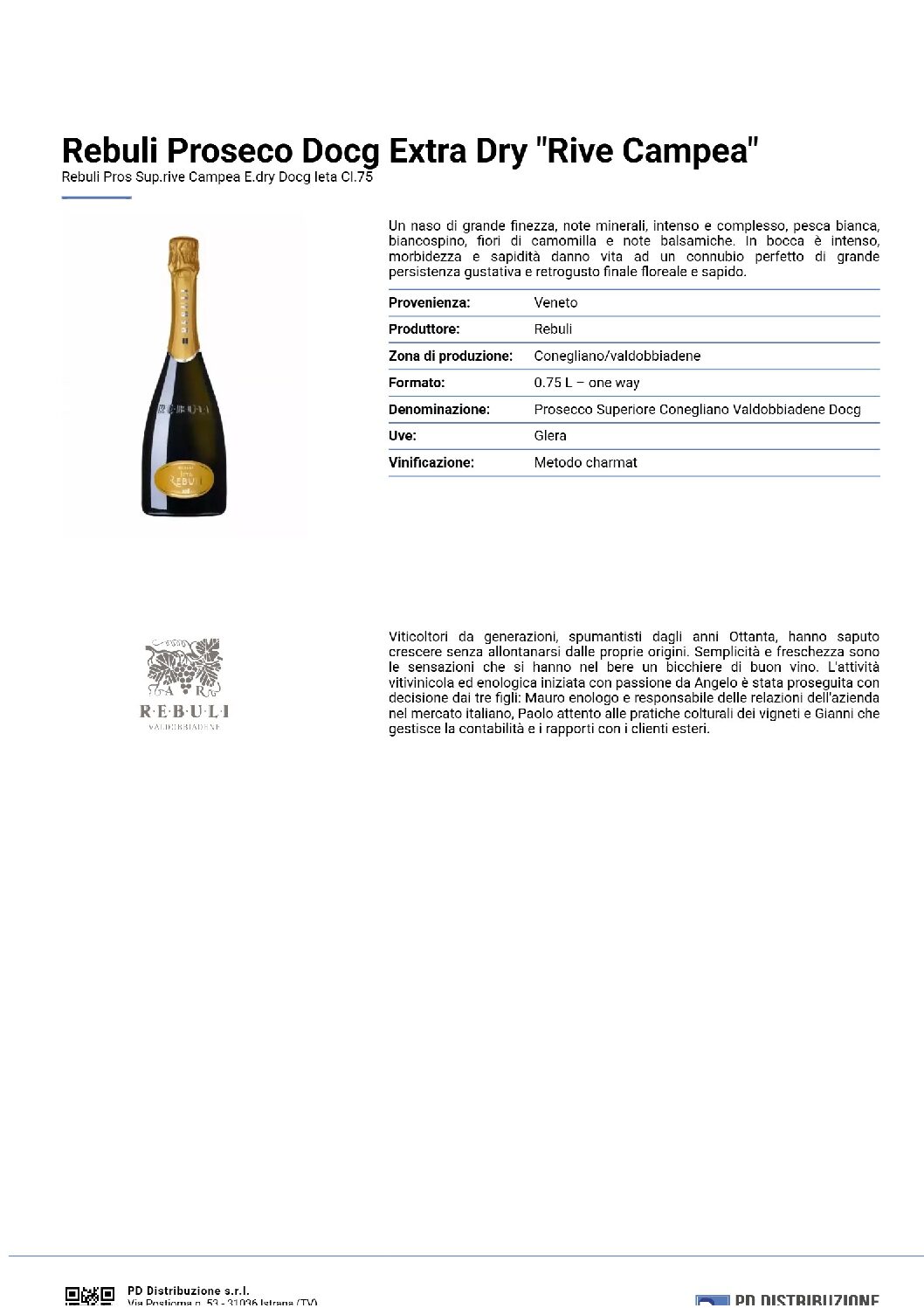Rebuli Proseco Docg Extra Dry "Rive Campea" - immagine 2