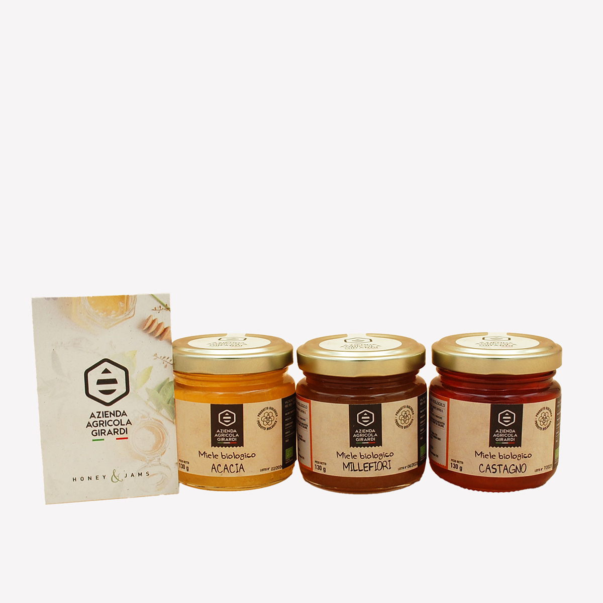 Tris Miele Confezione Regalo Bio, 3 X 130 Gr., Acacia, Castagno, Millefiori - immagine 2